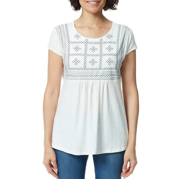 NWT Gloria Vanderbilt Women's Embroidered Relaxed Fit Tee Tunic Top - Picture 1 of 9